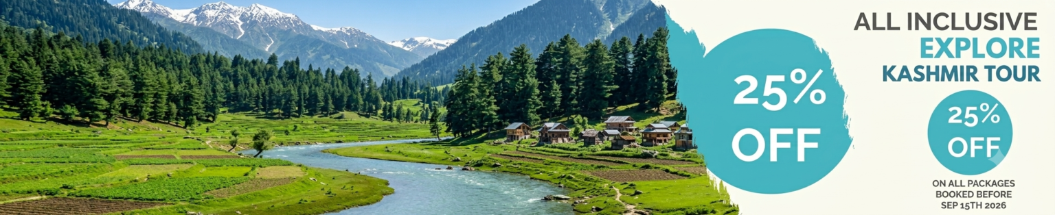 lush green valley with river flowing in kashmir